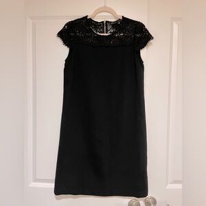 Zara basic black dress with lace at top gold zipper like new condition